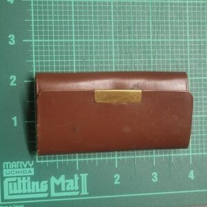 Brown Leather Wallet with Gold Accent